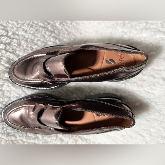 Chunky Lug Sole Shoes Women Metallic Platform Loafers with by SARTO Size 6.5 - Picture 9 of 13